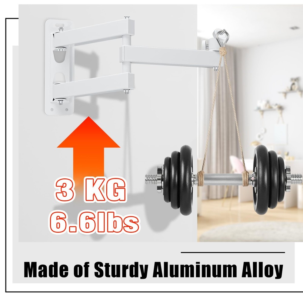 White Foldable Ceiling Projector Wall Mount 360 Rotation Adjustable Bracket