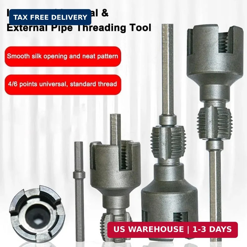 Integrated Internal & External Pipe Threading Tool, 1/2'' 3/4'' Dual-Function Pi