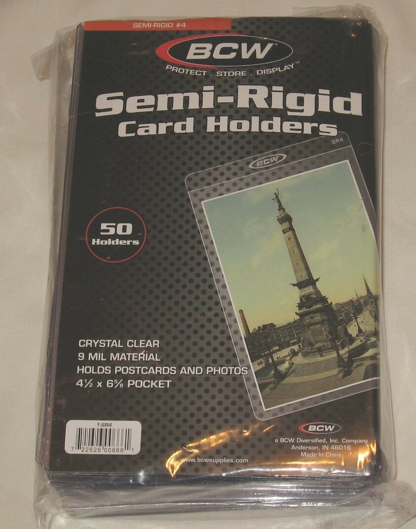 Pack of 50 BCW Semi Rigid 4x6 Photo Card / Postcard Holders sleeves