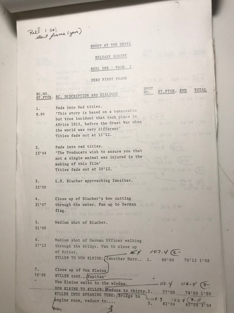 1977 Horror Movie Shout At The Devil Full Release Script International Version