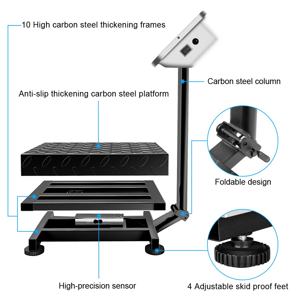 100kg/220lbs Foldable Electronic Platform Scale High-Definition LCD Display NEW