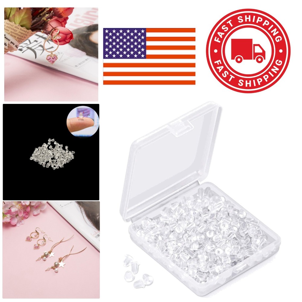 Earring Back Replacement 1200 Pcs Clear Silicone Rubber for Fish Hook Earrings