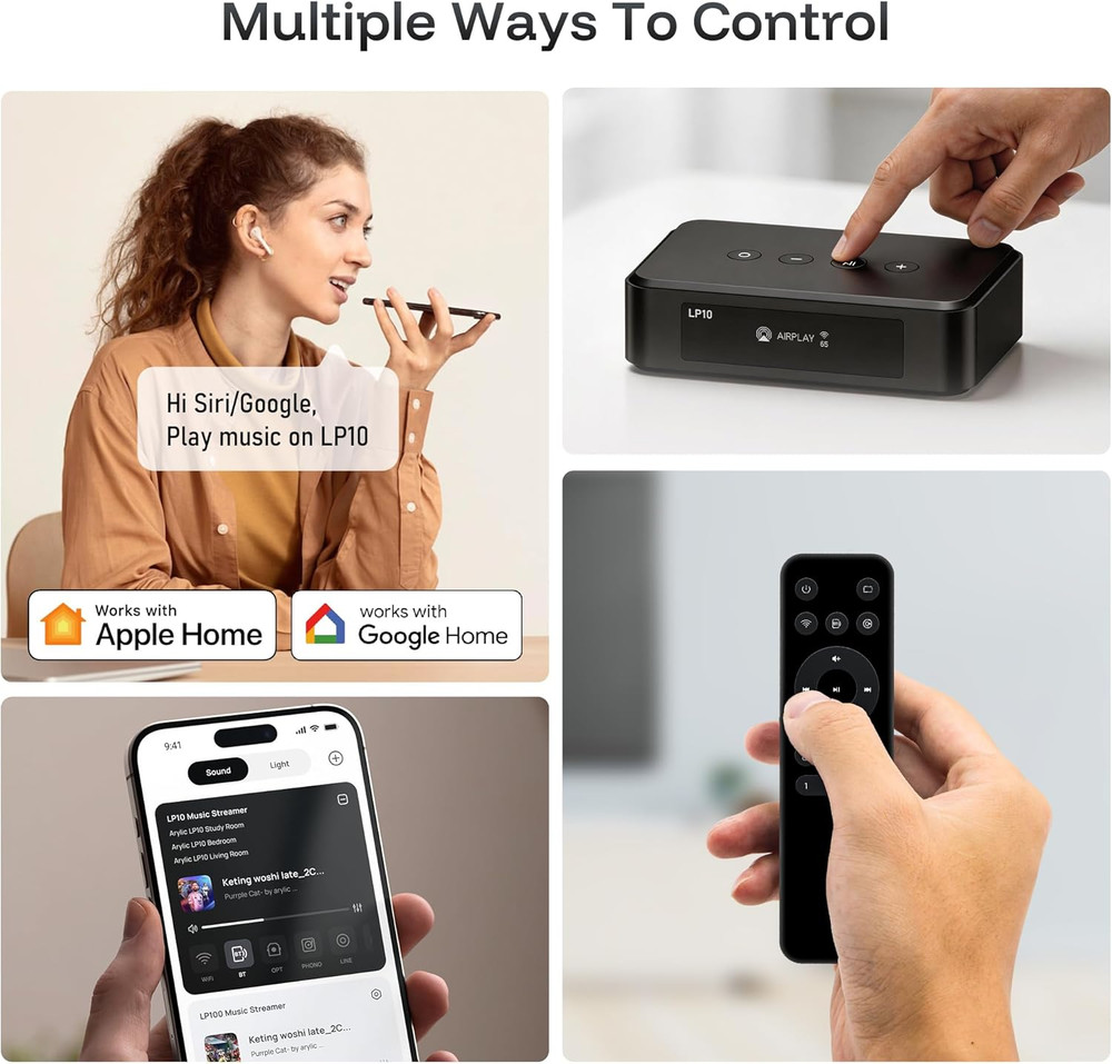 LP10 Wireless Music Receiver Wifi & Bluetooth Audio Streamer, Airplay 2,Google C