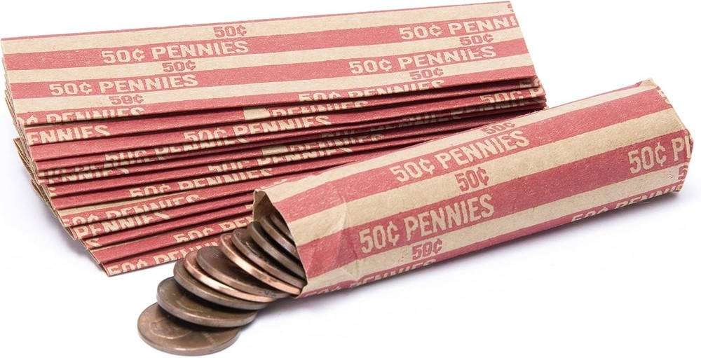 100 Flat Penny Coin Wrappers - Color-Coded for Easy Organization