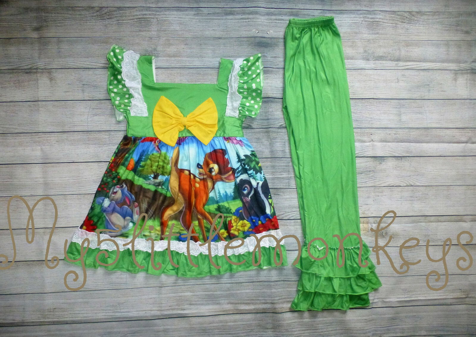 Bambi Girls Boutique Ruffle Tunic Dress Leggings Outfit Set