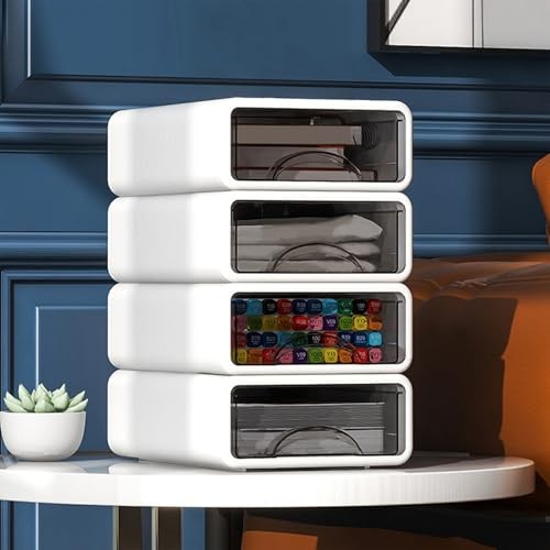 Desk Organizer with Drawers, Stackable Storage Drawers with Compartments White