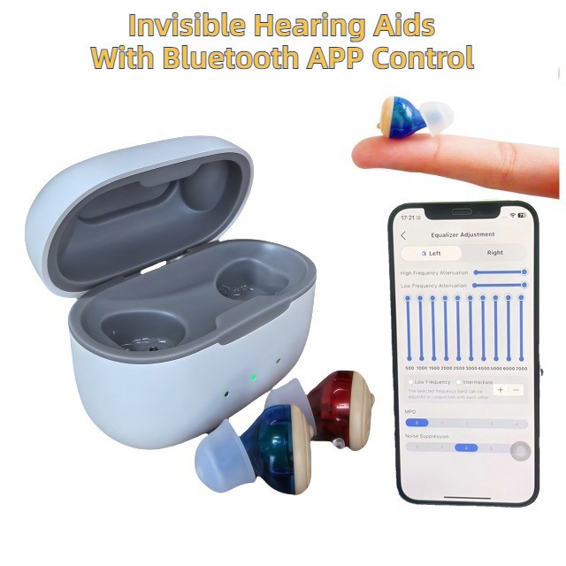 Bluetooth APP Control Hearing Aids Rechargeable For Seniors With Noise Reduction