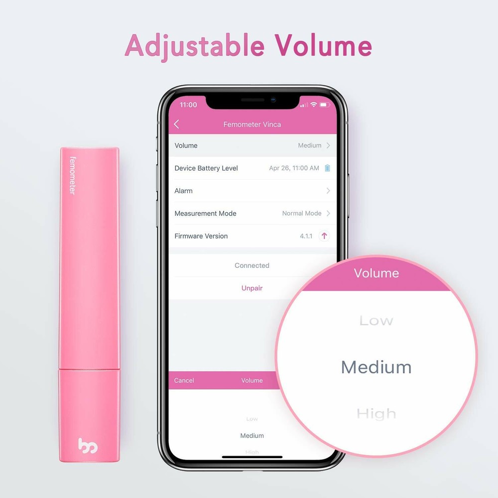 Basal Thermometer for Ovulation, Intelligent Quiet Bluetooth Thermometer Pink
