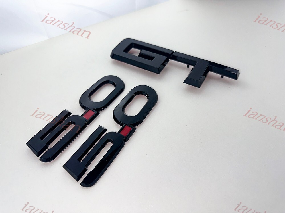 3X Set Side 5.0 Rear DeckLid GT Emblems Badges 3D Replacement Gloss Black Red