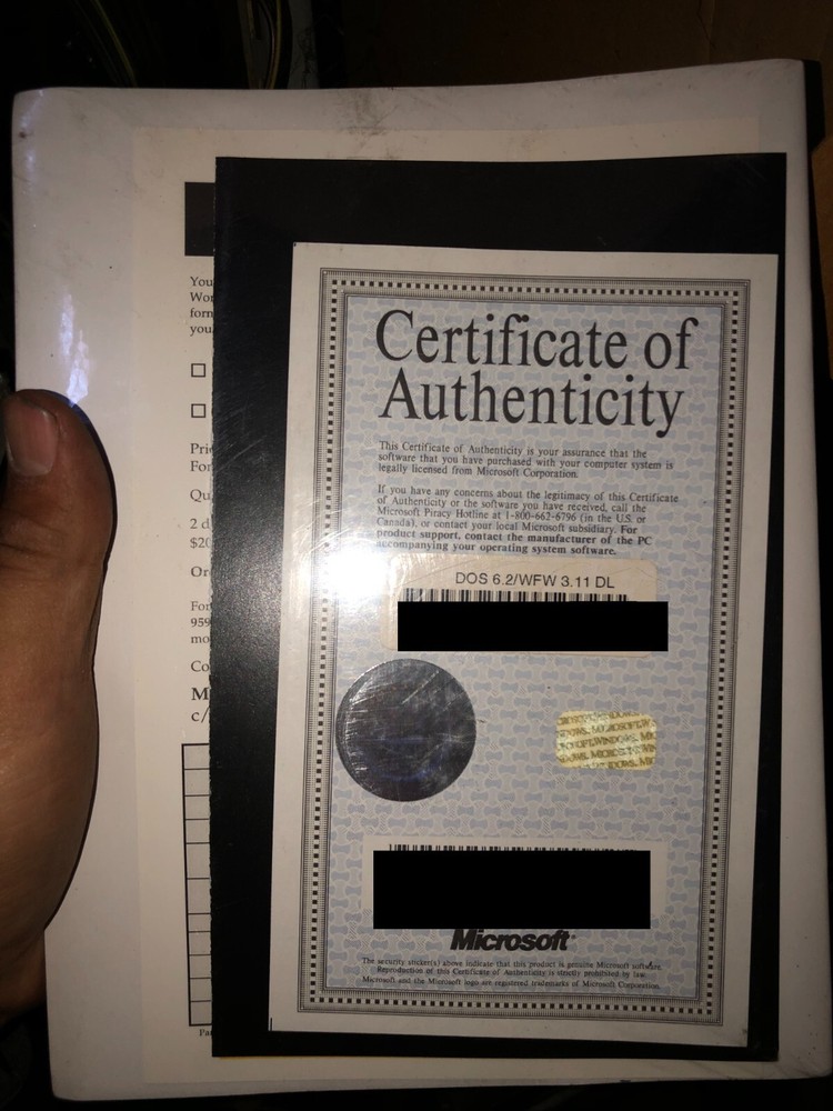 SEALED Microsoft Windows 3.11 Workgroups & MS-DOS 6.2 PC User's Guide COA RARE