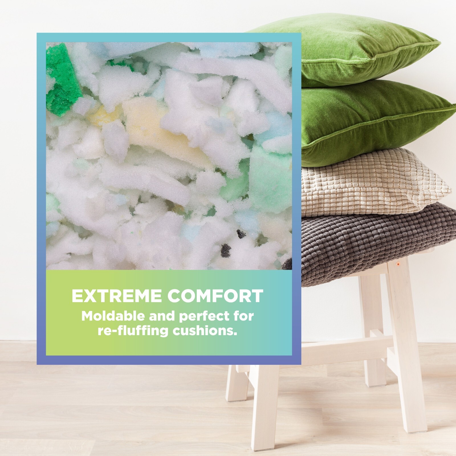 Premium Shredded CertiPur Foam - Fill for Pillows, Cushions, Bean Bags, Poufs
