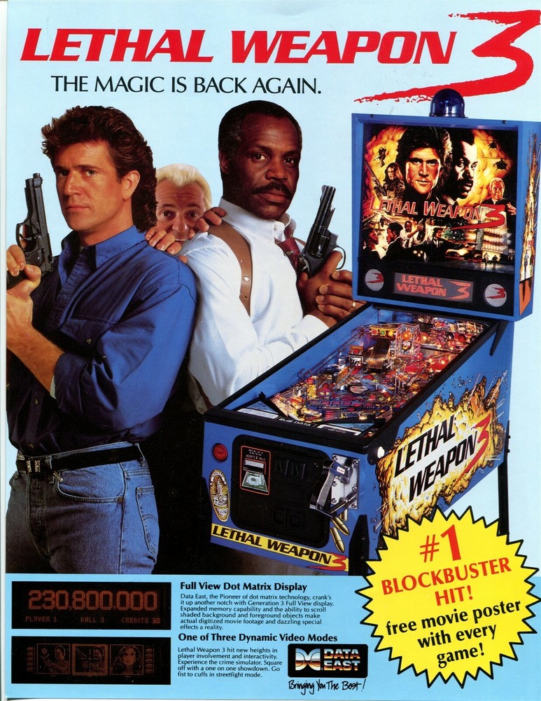 Lethal Weapon Pinball Flyer / Brochure / Ad - Mint