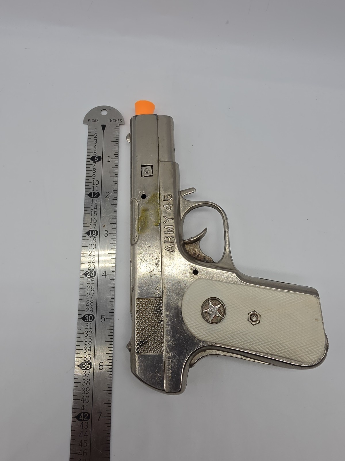 VINTAGE HUBLEY ARMY 45 CAP GUN - COLT 1911 - Working, Oiled- 1950'S