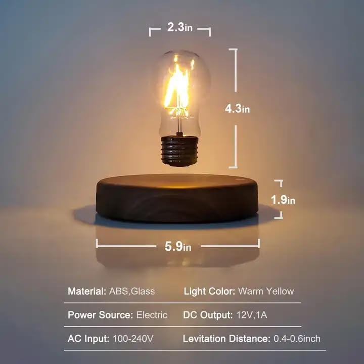 Levitating Floating Light Bulb, Magnetic Levitation Wireless Bulb Round Base