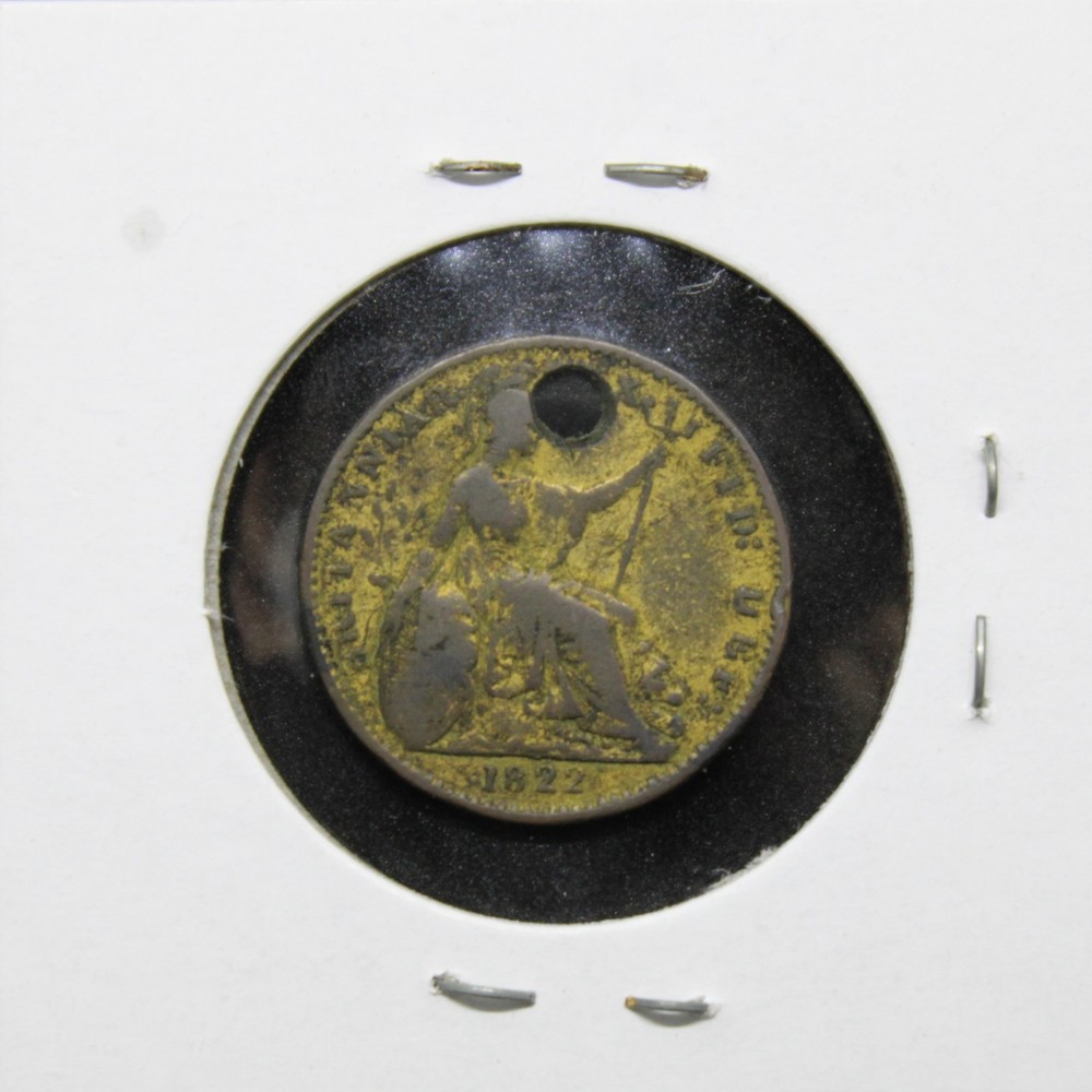 1822 Great Britain Farthing holed