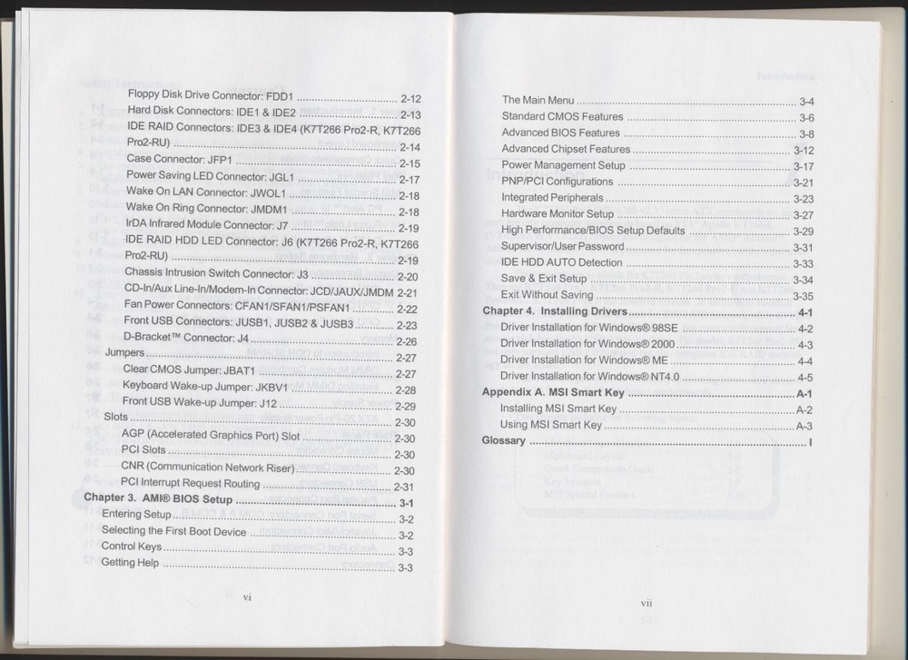 K7T266 Pro2 User's Manual ONLY - MSI Mainboard for AMD Athlon Duron Processor