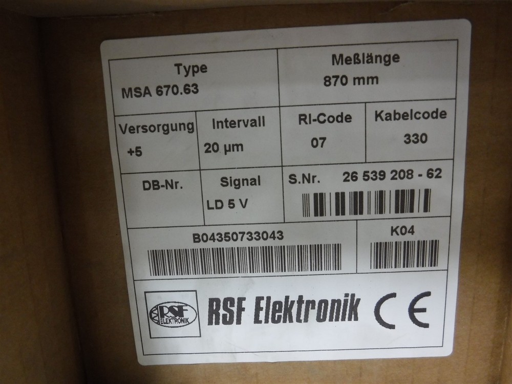 BRAND NEW RSF Elektronik MSA 670.63 ML 870mm Linear Encoder 9D