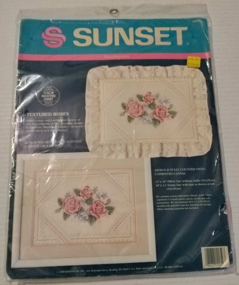 Dimensions SUNSET NEEDLEPOINT TEXTURED ROSES  KIT New