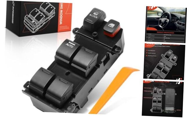Master Power Window Switch Compatible with Honda Fit 2009-2014, Front Left