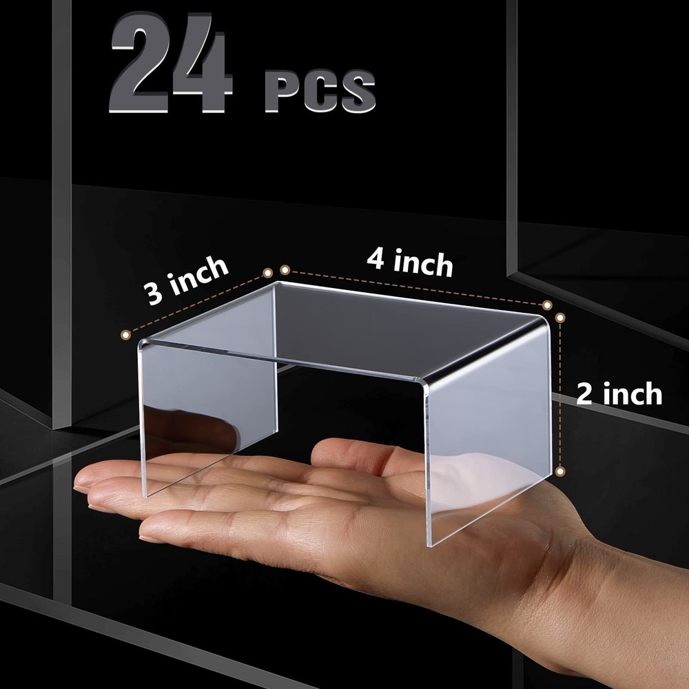 24 Pieces Acrylic Risers for Display Clear Acrylic Stand Shelf Display Risers...