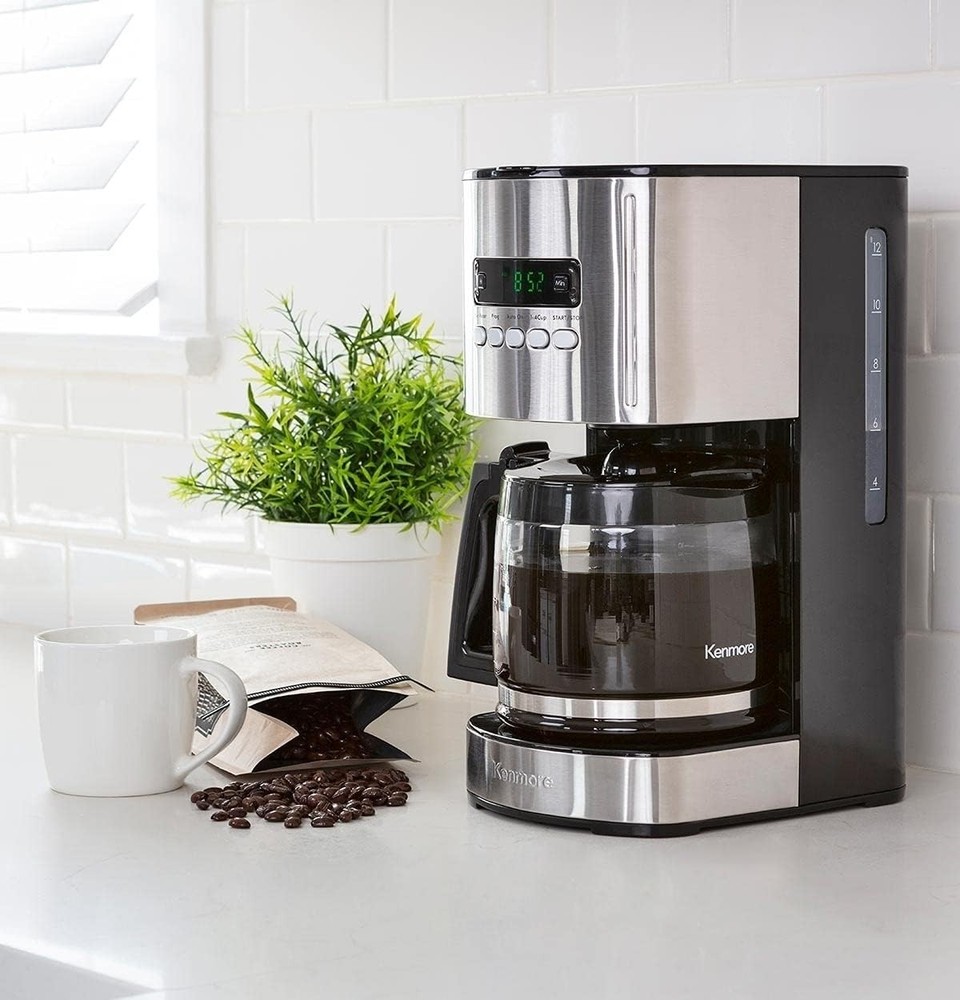 Drip Coffee Maker - 12 Cup Programmable Cafe Machine With Glass Pot