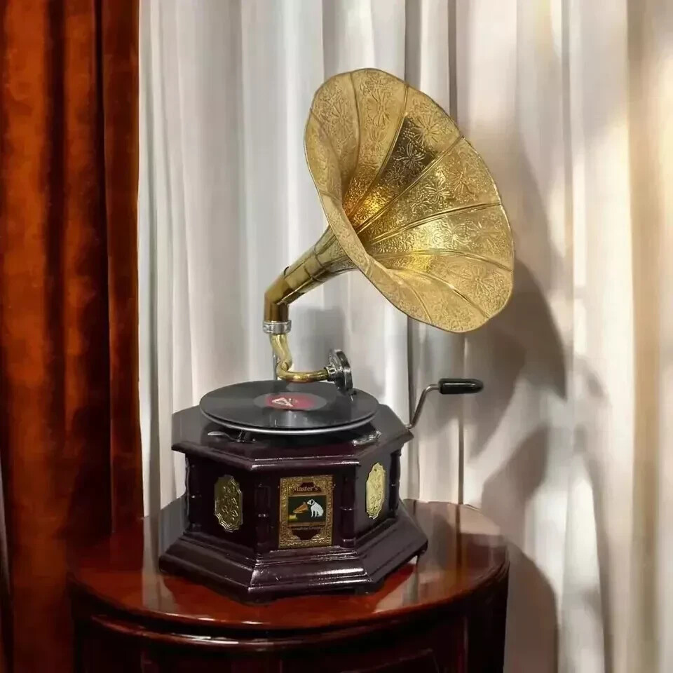 Antique HMV Gramophone Fully Functional Working Phonograph, win-up record player