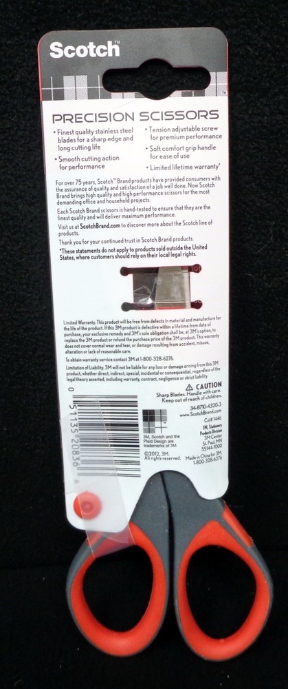 SCOTCH Red & Black Precision Scissors (NEW)