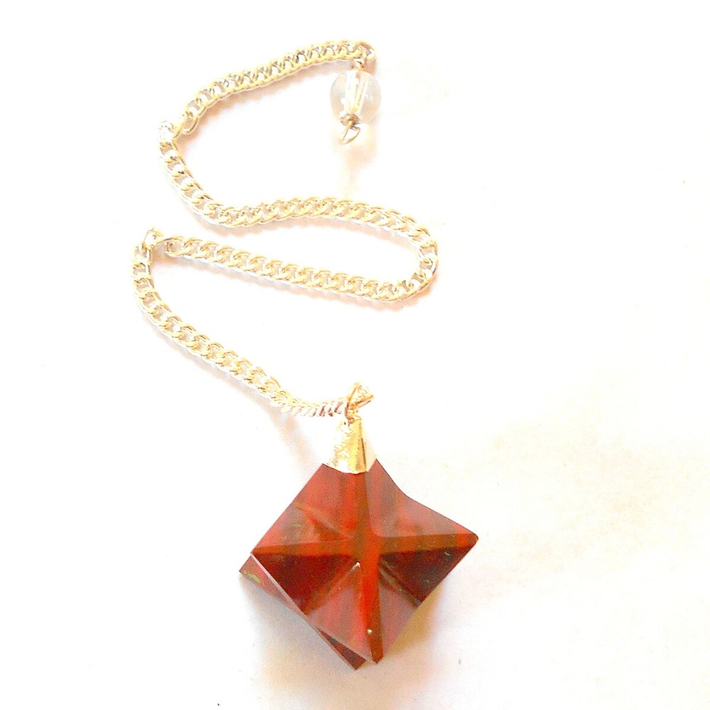 Red Jasper Merkaba Gemstone Pendulum for Divination and Dowsing