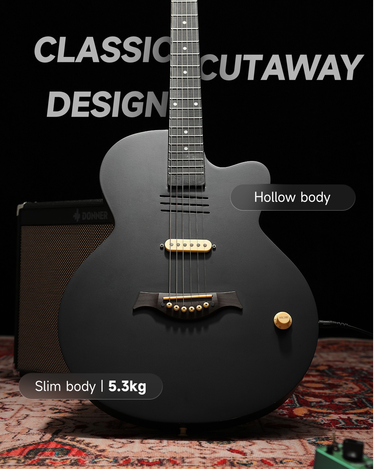 Moukey BCC-100 Acoustic Electric Guitar S Pickup Volume Knob + Gig Bag Xmas Gift