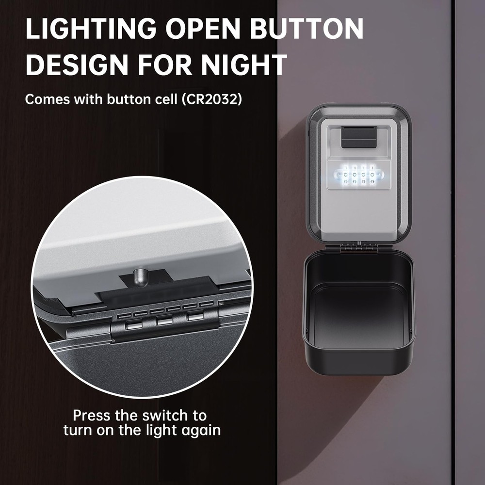 Key Lock Box - Light Up, Waterproof, 4-Digit Combination | Secure Your Keys