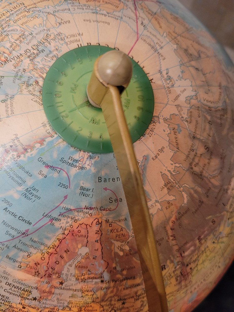 Vintage Replogle 12” Lighted World Globe with box, lightly used