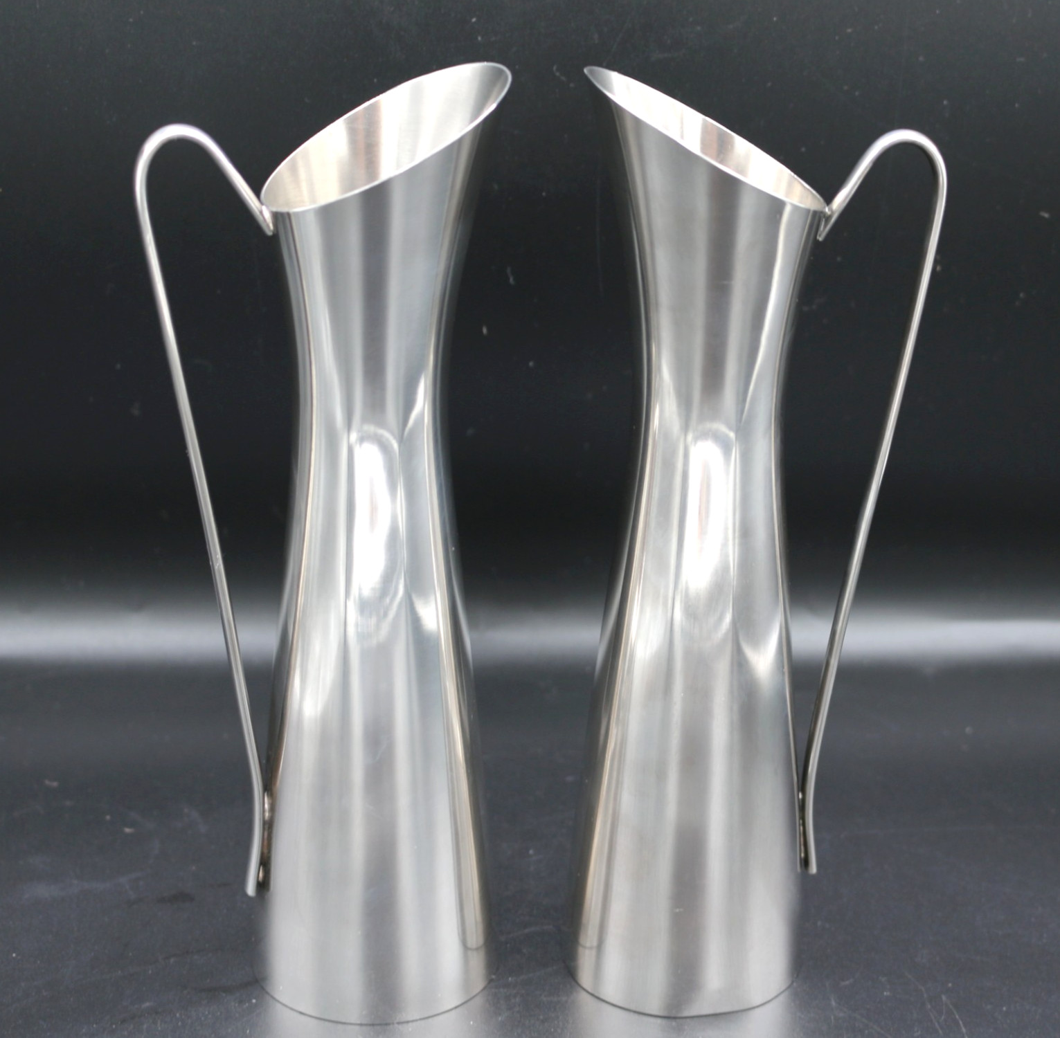 Pair of Vintage MCM Silver Plated Slender Pitcher Bud Vase 8.5''