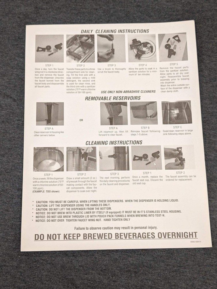 Beverage Dispenser Daily Cleaning Instructions Guide