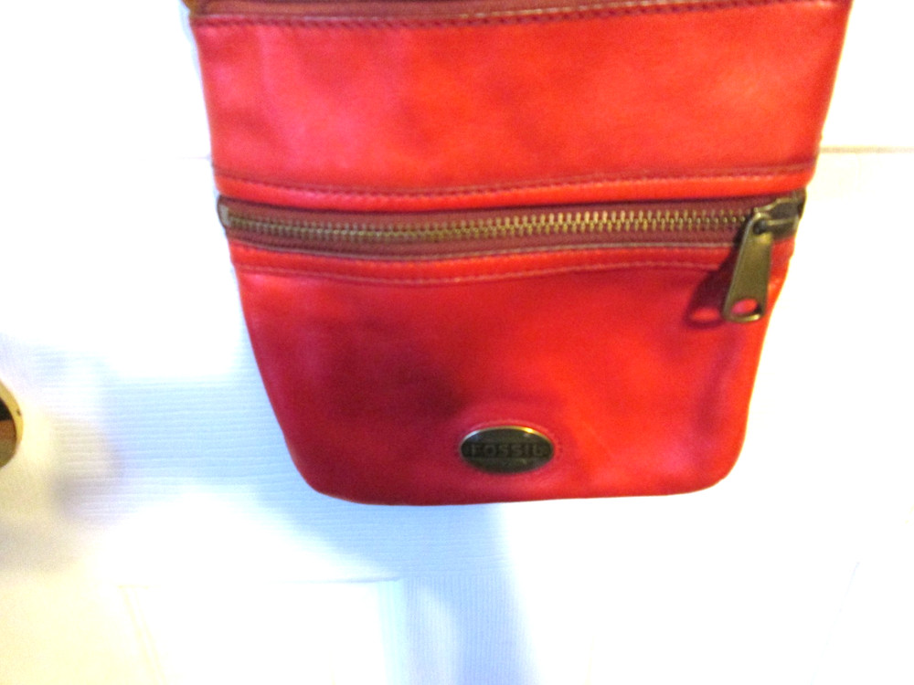 Fossil Red Leather Small Crossbody Bag
