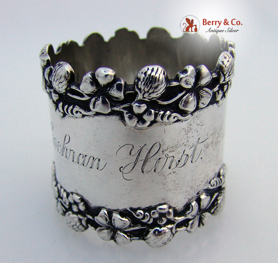 Clover Napkin Ring Sterling Silver 1890 Inscribed