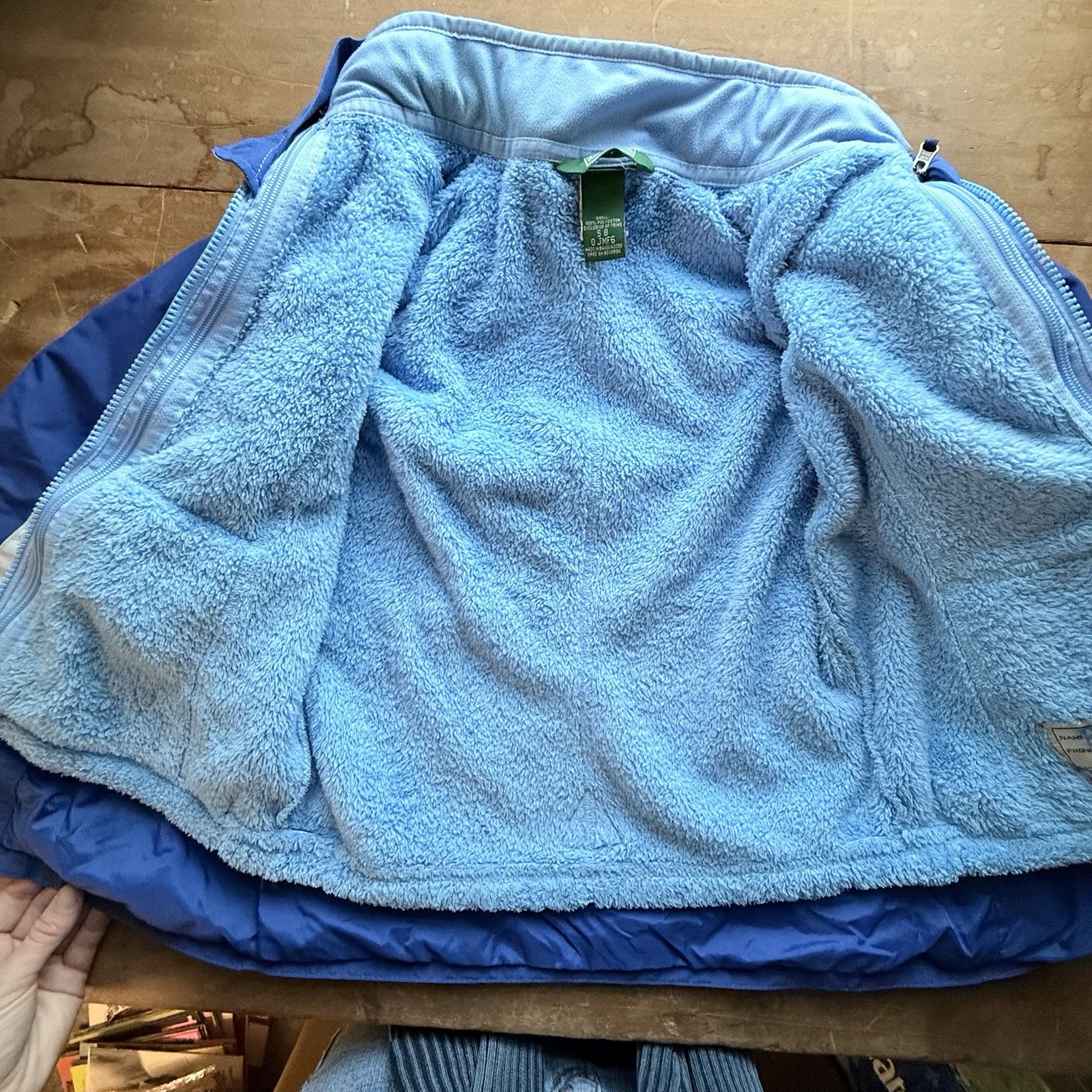 Girls VTG 90s LL Bean Puffer Coat Sz Small Jacket Blue Detachable Liner Y2K Play