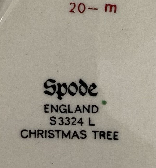 Vintage (1987) Spode Christmas Tree - Green Trim Triangular Tray, 5.25"