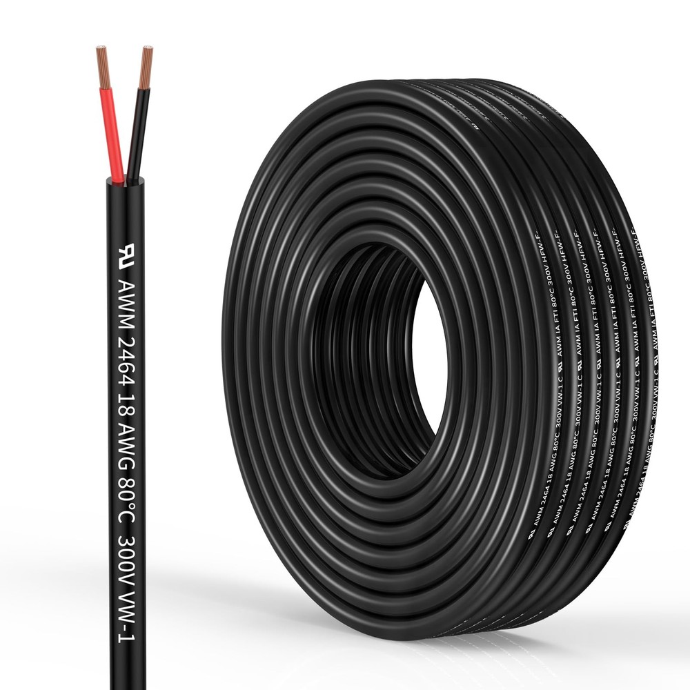 18 Gauge 2 Conductor Electrical Wire 18AWG 10FT, 18AWG-2C
