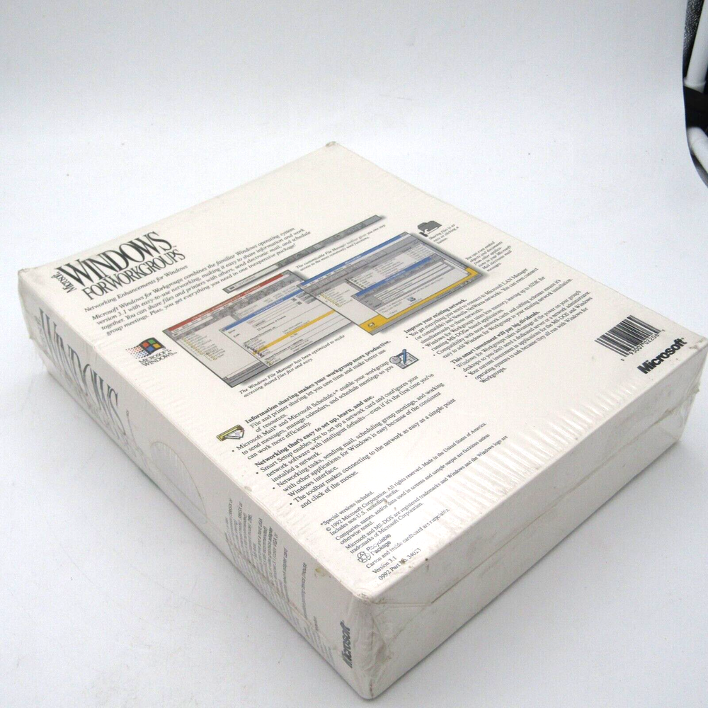 Microsoft Windows For Workgroups Enhancements For Windows 3.1 One User Sealed