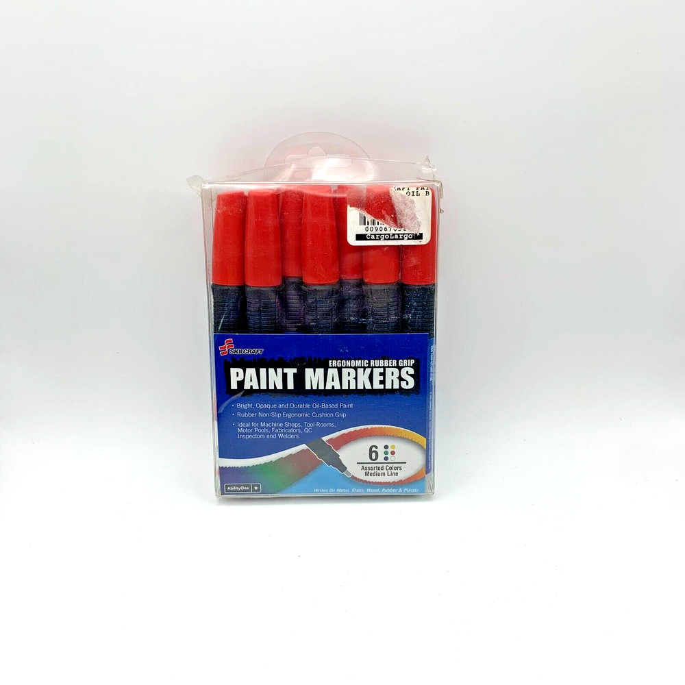 Skilcraft Ergonomic Rubber Grip Paint Marker, Medium Line, RED
