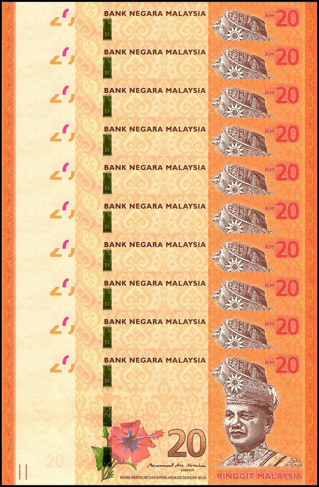 Malaysia 20 Ringgit, 2011 ND, P-54c, UNC X 10 PCS