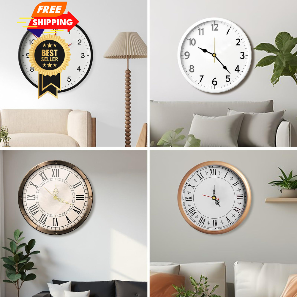 3PCS Clock Mechanism Kit, Quartz Movement Replacement with 8 Black