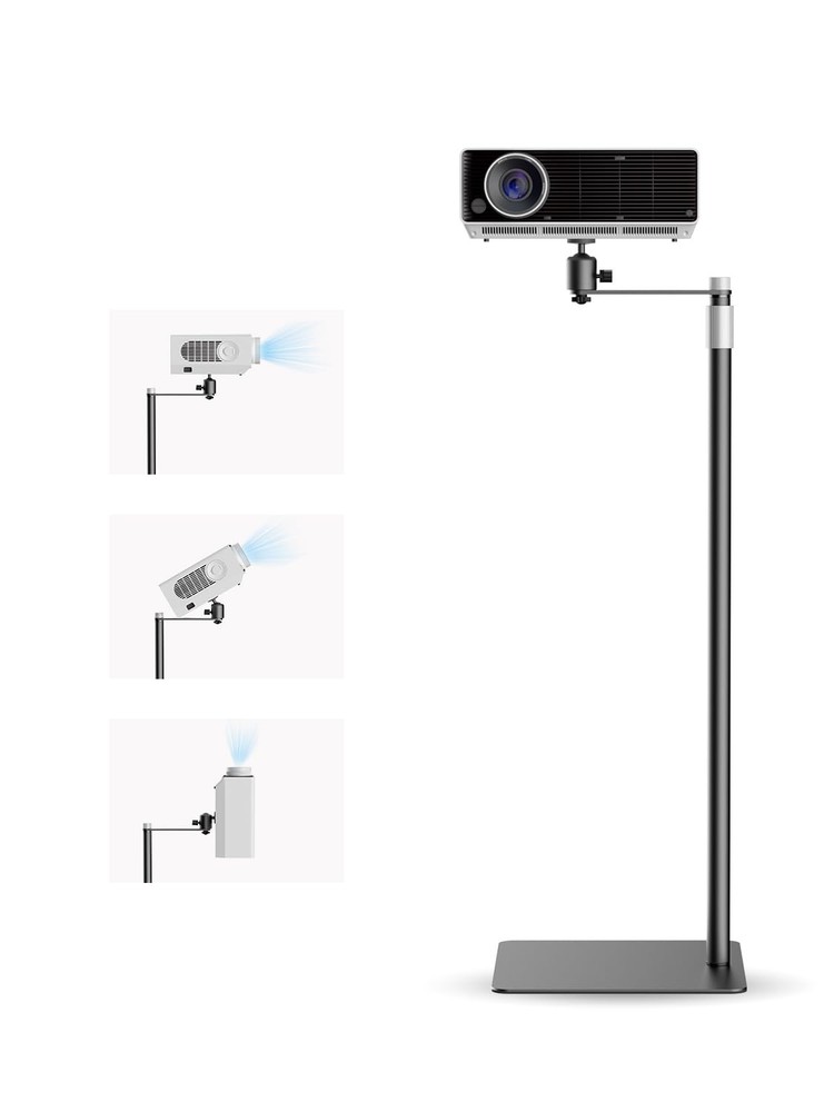 Black PR007FP Projector Wall Mount Hidden Stand 360 Swivel Adjustable Bracket