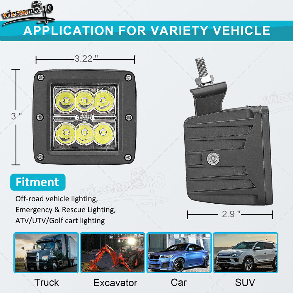 Fit 14+ Polaris RZR 800 900 XP 1000 Dual 24W LED Light Pods Headlight Mount Kit