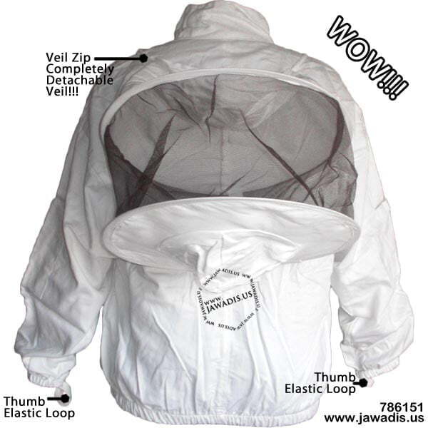 Beekeeper Zip-Up Jacket with Removable Veil - Cotton, White, Size L