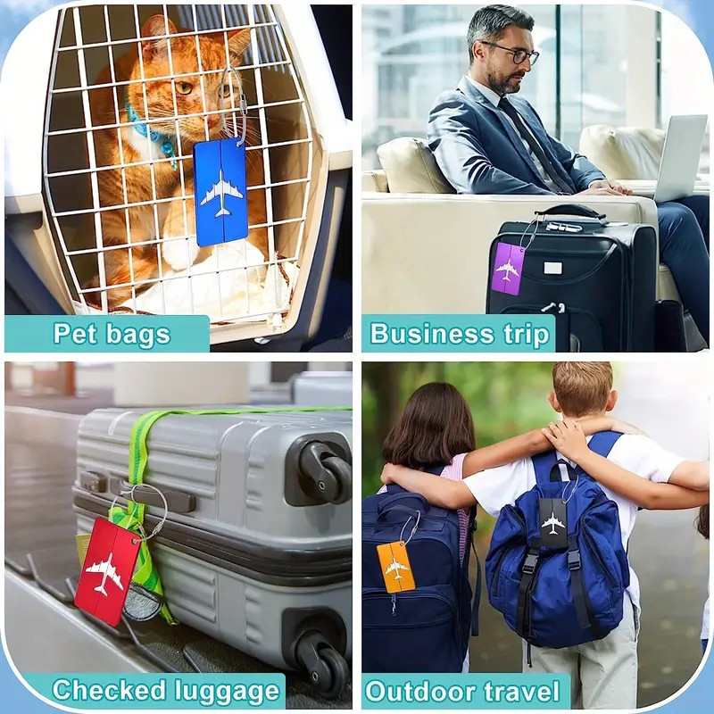 5pc Aluminium Luggage Tags Suitcase Label Name Address ID Bag Baggage Tag Travel