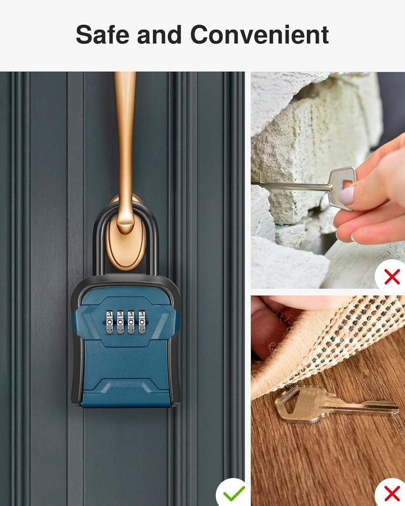 Lock Box, Key Lock Box Wall Mount & Portable Combination Lockbox with Resettable