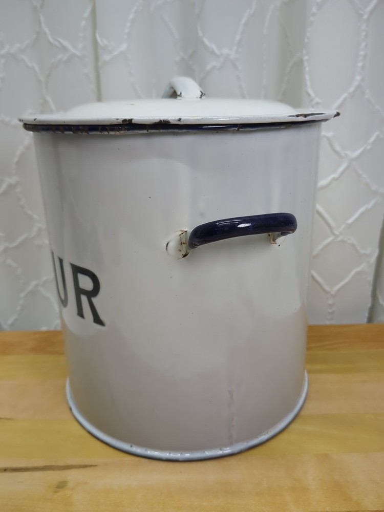 Enamelware Flour Pot