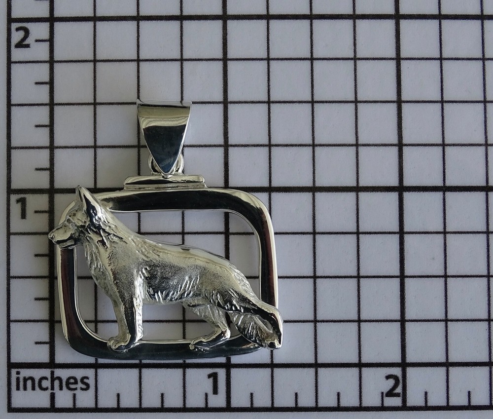 Large Sterling Silver German Shepherd Dog Standing Study