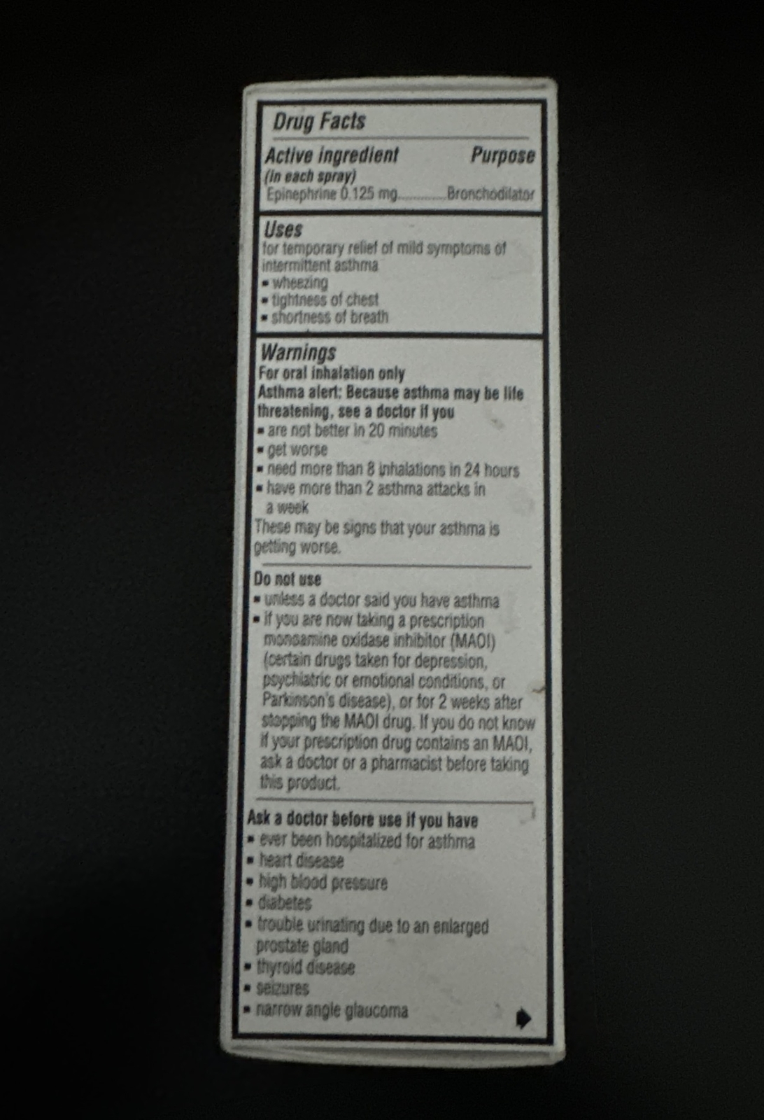 Primatene Mist Epinephrine Inhalation Aerosol 160 Sprays EXP 01/2026